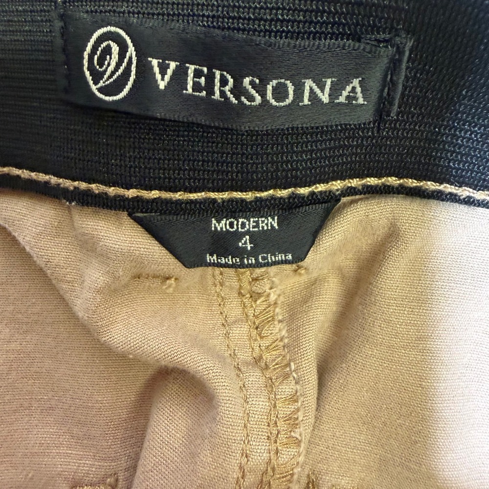 Versona Modern Leopard Print Denim Mini Skirt Tan Brown Animal Raw Hem Womens 4 - Picture 3 of 8